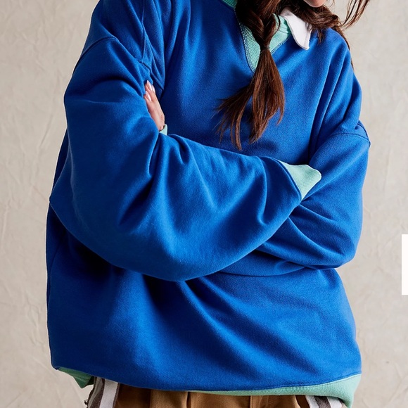 NWOT Free People Classic Crew Colorblock Sweatshirt - Picture 9 of 10